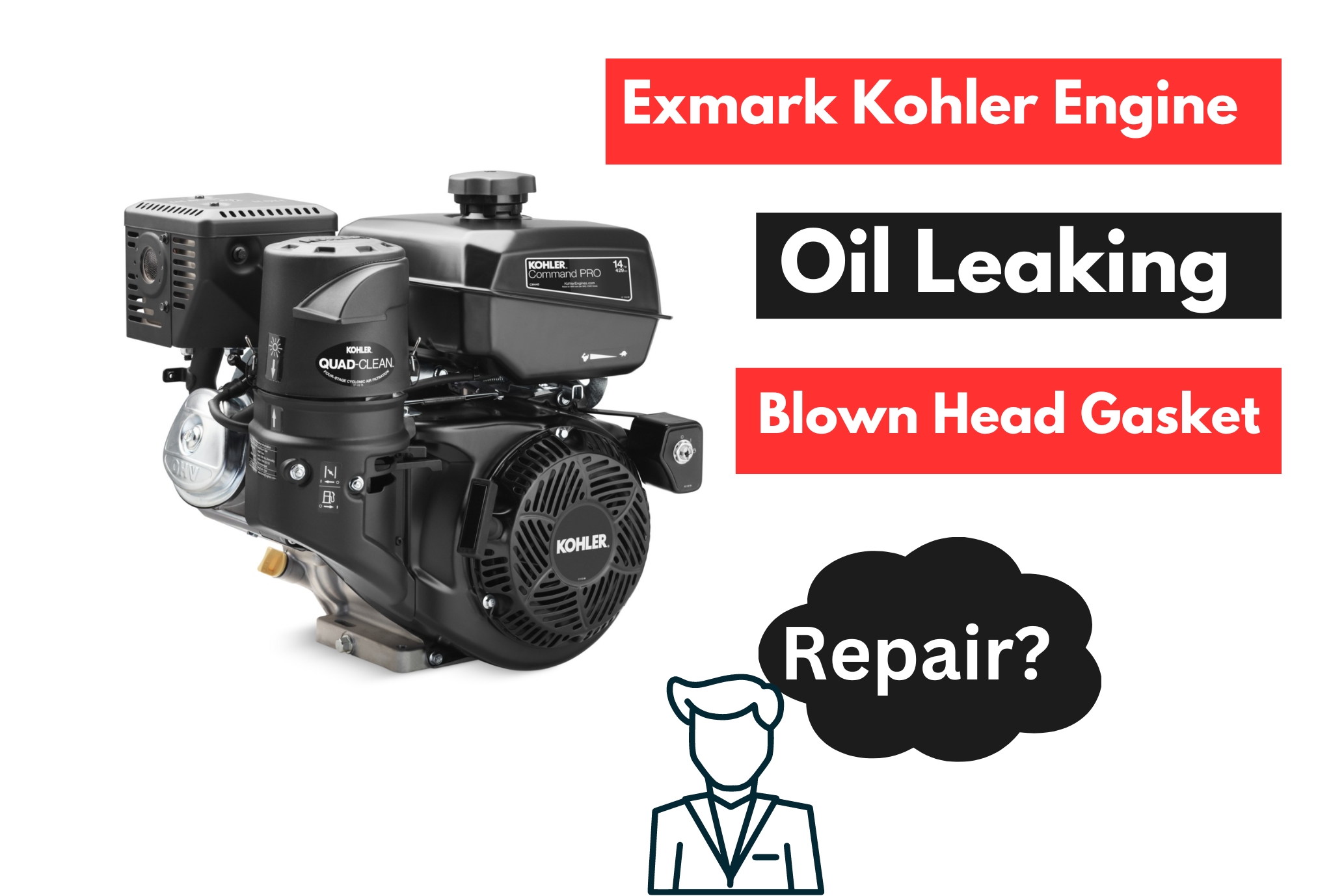 Exmark Kohler engine oil leaking blown head gasket repair Smart